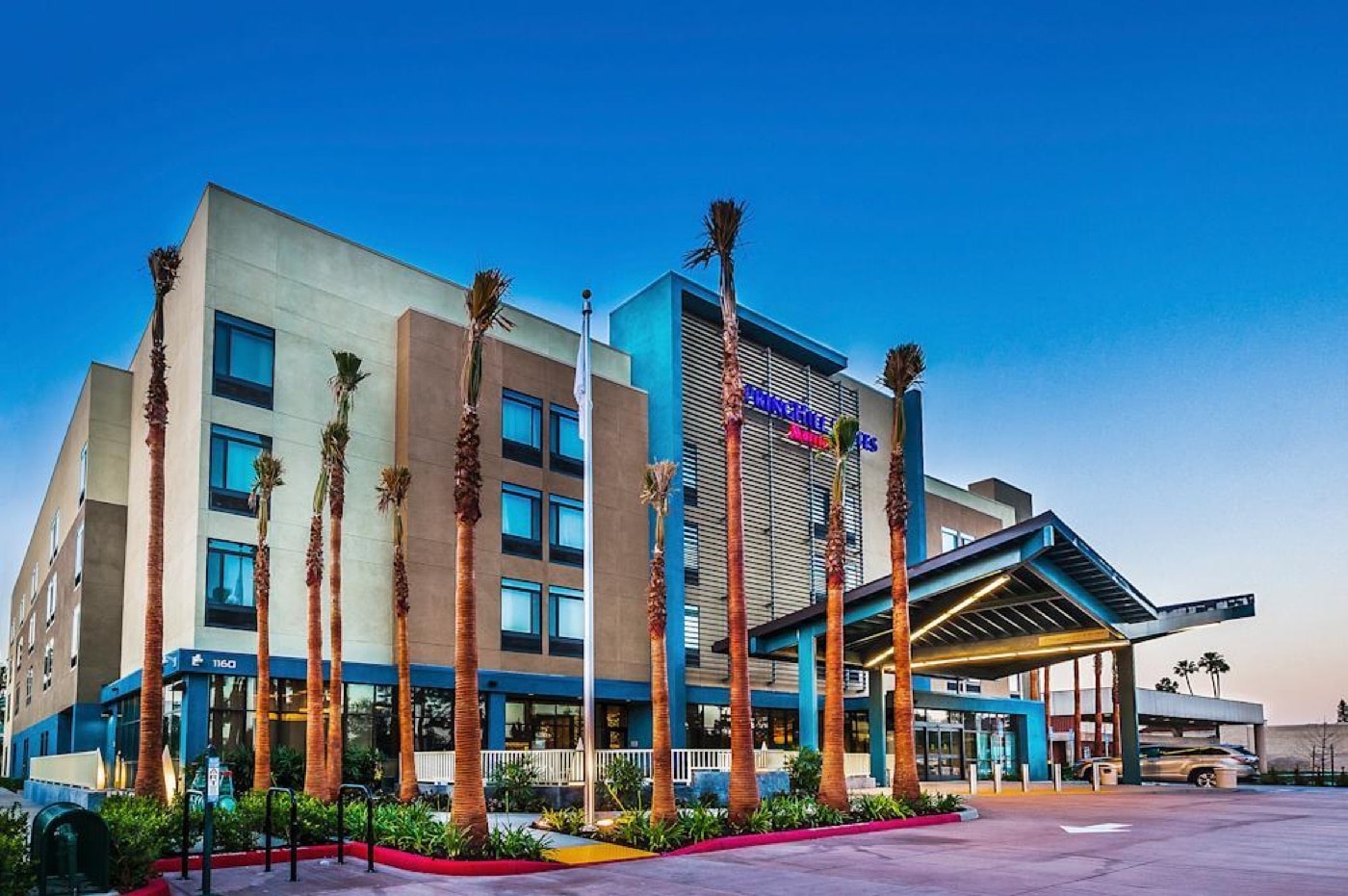 The completed Marriott Springhill Suites hotel in Anaheim.